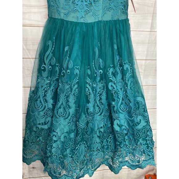 Teal Green Knee Length Sheath Cocktail Dress With Short Sleeves XS NEW - Picture 4 of 7